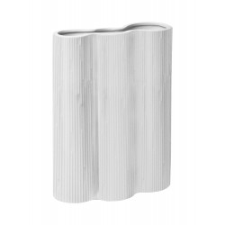 Vase en céramique strié 12x12x23.5 cm White - Chic Mic