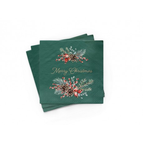 20 Serviettes 100% Bambou 33x33 cm Christmas Bouquet - Chic Mic