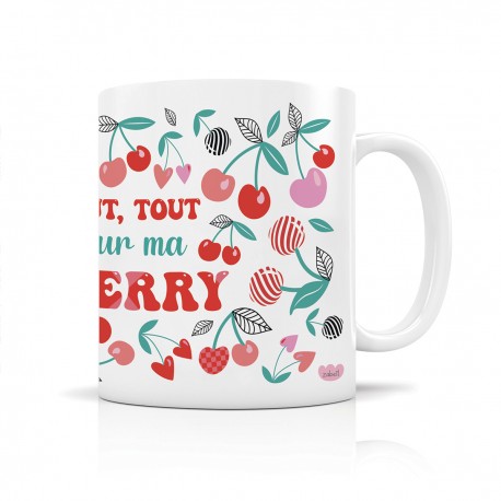 Mug ceramic 350ml - Retro love (cherry)