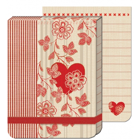 Pocket Carnet Notes (élastique rouge) 'Stripe Heart'
