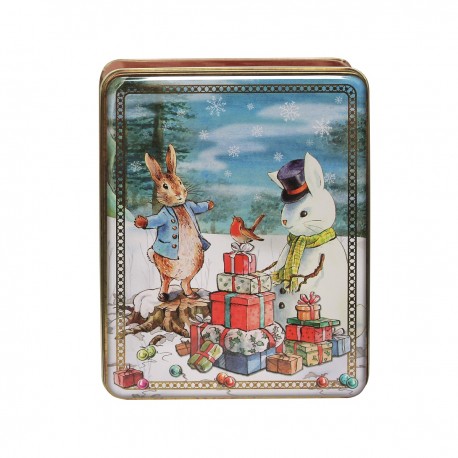 Deep  rectangular tin box - Peter rabbit Christmas