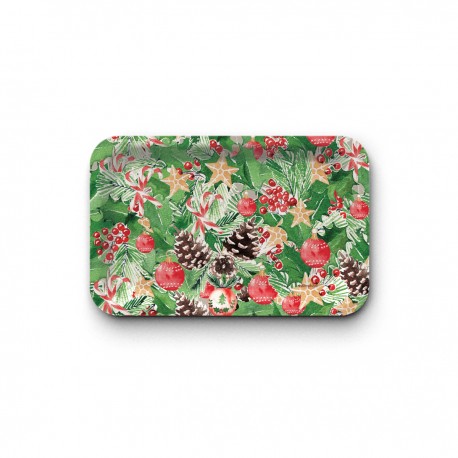 Plateau rectangulaire kraft (28x18 cm) - Noël floral