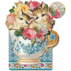 Carte Double GM 3D & ENV. 'Cats In The Cup'