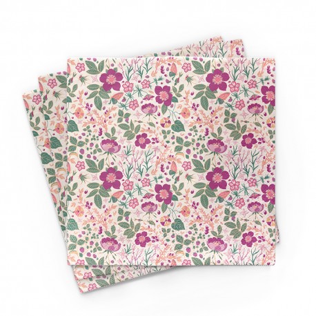20 Serviettes 100% Bambou 33x33 cm In full bloom - Chic Mic