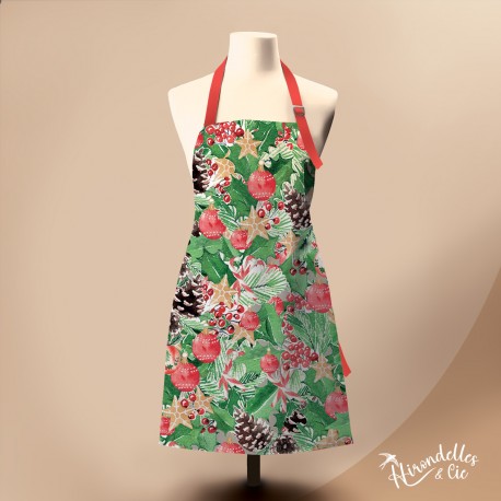 Apron 100% organic cotton (GOTS) - Noël floral