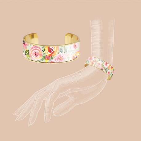 Brass bracelet 20mm - Spring floral