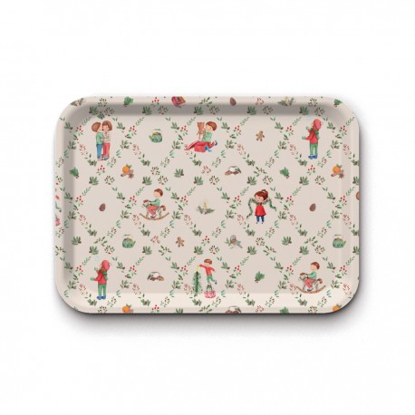 Plateau rectangulaire kraft (42x30 cm) - Belle nuit de Noël