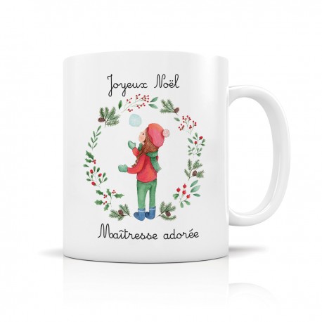 Mug ceramic 350ml - Belle nuit de Noël (joyeux Noël maîtresse)