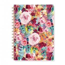 Carnet de notes A5 à spirale - Floral rose