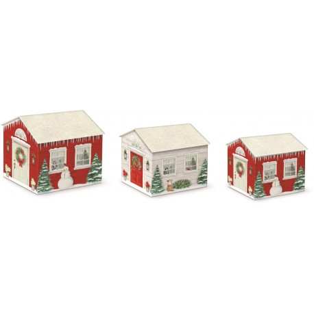 Set de 3 boîtes gigognes Noël GM forme maison - Heartland House