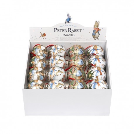 Présentoir 32 boules de noël en métal (4 motifs) - Peter Rabbit