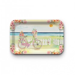 Plateau rectangulaire kraft (28x18 cm) - Spring floral (vélo)