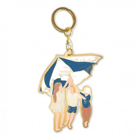 Metal keyring - Ecole de vie (famille à la plage)