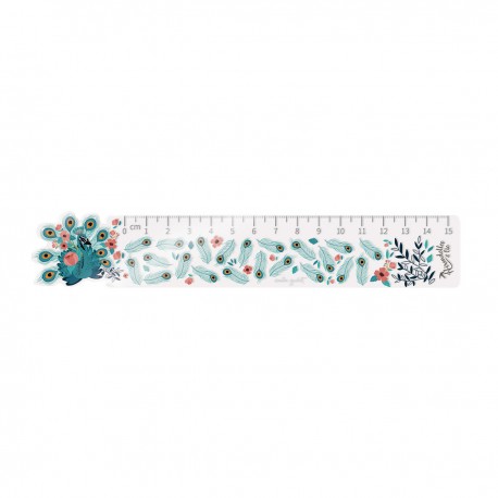 Règle dye cut illustrée 15cm - Paon
