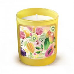 Bougie parfumée 220gr en verre jaune - Flamingo Tropico