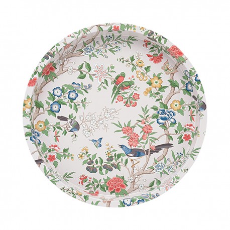 Plateau rond (dia 30cm) en métal - Sanderson (Chinoiserie Hall)