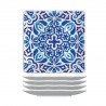 Set 4 assiettes carrées petit modèle mélamine - Indigo Seas