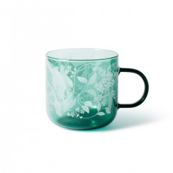 Mug en verre givré - Fleur (green)