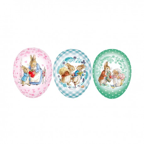 Set of 12 easter eggs Peter Rabbit - 15 cm - 3 designs assorted