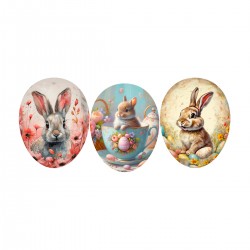 Set of 12 easter eggs Lovely Bunnies - 15 cm - 3 designs assorted