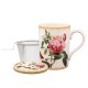 Mug coaster and infuser set - Redoute Rose