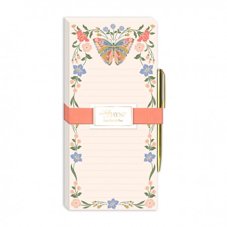 List pad with pen - Wildflower Meadow (butterfly)