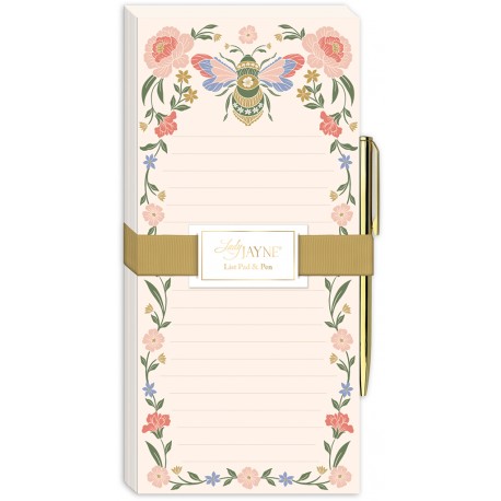 List pad with pen - Wildflower Meadow (bee)