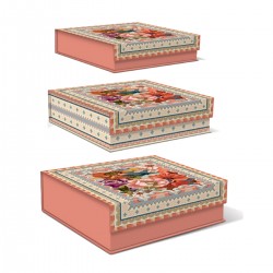 Set de 3 boîtes carrées gigognes GM - Floral Frame