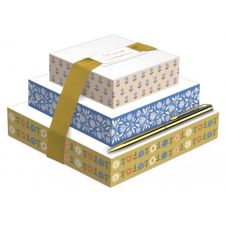 Set 3 blocs mémo & stylo - Sweet boutique (Mustard floral)