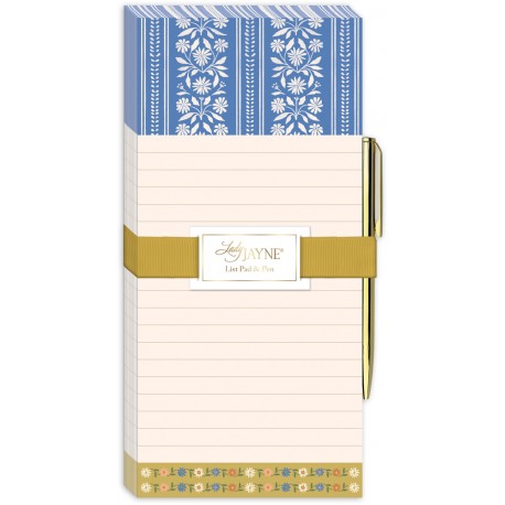 Bloc shopping aimanté & stylo - Sweet boutique (Blue stripe)