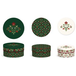 Set de 3 boîtes rondes gigognes MM - Christmas wallpaper berries