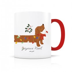 Mug céramique 350ml (int/anse rouge) - Douce nuit (Joyeux Noël)