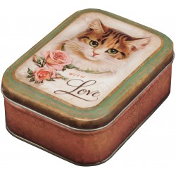 Boîte Rectangulaire PM Nostalgie 'Whit Love Cat'