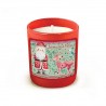 Bougie parfumée 220gr en verre rouge - Noël Folk (joyeuses fêtes)