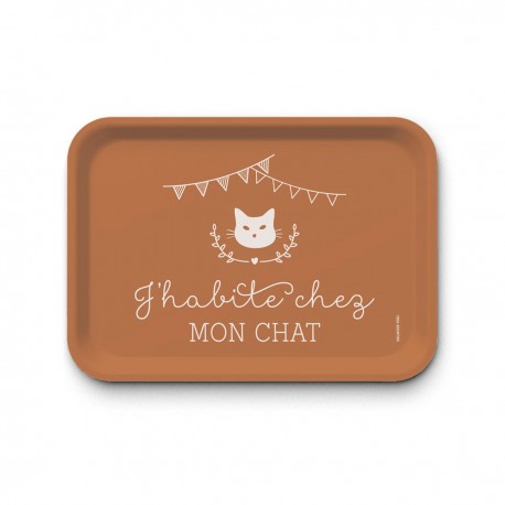 Plateau rectangulaire (42x30 cm) - J'habite chez mon chat