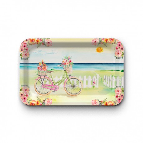 Plateau rectangulaire kraft (28x18 cm) - Spring floral (vélo)