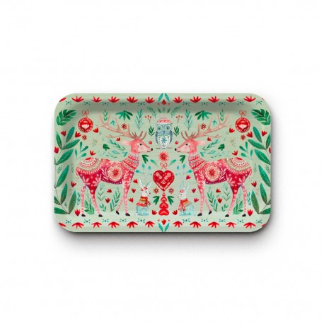 Plateau rectangulaire kraft (mate 28x18 cm) - Noël Folk