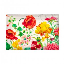 RECTANGLE GLASS SOAP DISH - Poppies and Posies