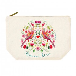 Trousse rectangulaire GM (28x20 cm) - Floral folk (Maman chérie)