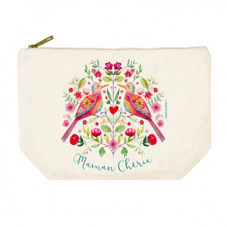 Trousse rectangulaire GM (28x20 cm) - Floral folk (Maman chérie)
