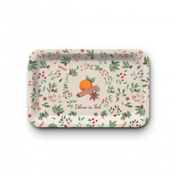 Plateau rectangulaire kraft (28x18 cm) - Belle nuit de Noël