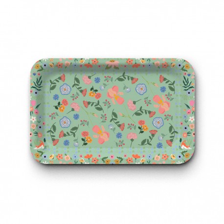 Plateau rectangulaire kraft (28x18 cm) - Le bonheur est partout (vert