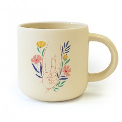 Mug céramique rond beige 350ml - A fleur de peau (bout du monde)