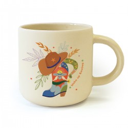 Mug céramique rond beige 350ml - Far-west (Cowboy)