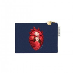 Porte-monnaie en velours bleu (13x9,5 cm) - Les Muses (Rosaline)