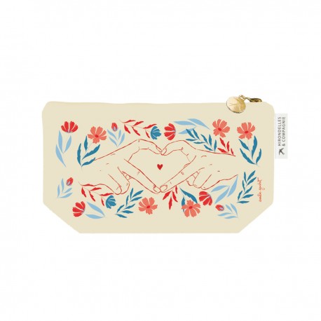 Trousse rectangulaire en coton beige PM (24x13 cm) - A fleur de peau