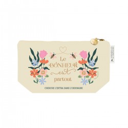 Trousse rectangulaire beige PM (24x13 cm) - Le bonheur est partout