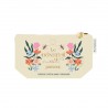 Trousse rectangulaire en coton beige PM - Le bonheur est partout