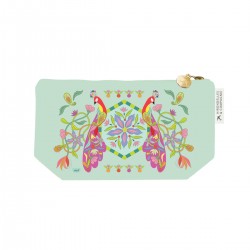 Trousse rectangulaire vert PM (24x13 cm) - Paon-paon-pidou(cachemire)