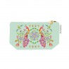Trousse rectangulaire en coton PM vert - Paon-paon-pidou (cachemire)